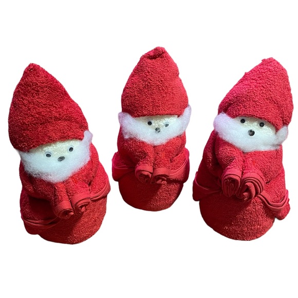 CHRISTMAS SANTA ORIGAMI TOWELS SET OF 3 BATHROOM DECOR - Picture 4 of 4